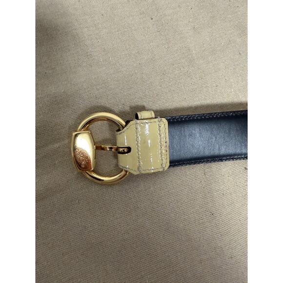 Gucci Belt Womens 90 32 Yellow Patent Leather Gold Tone Buckle Italy Designer main image 2